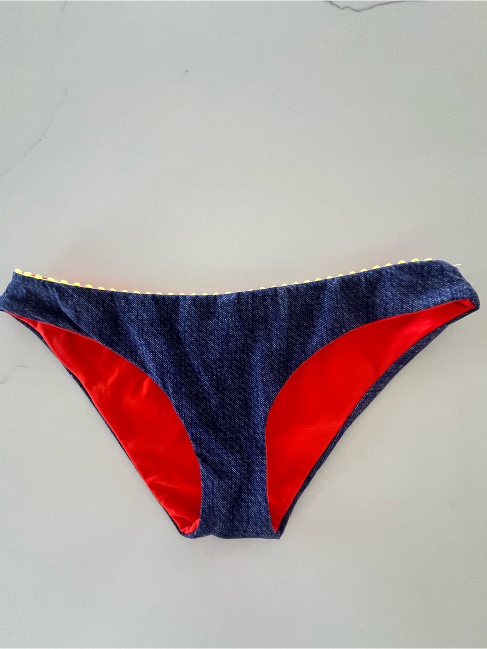 L*Space Faux Denim Blue Bikini Bottom Size Small